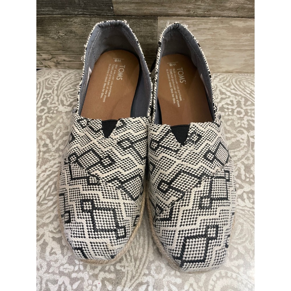TOMS Geometric Print Espadrille Slip On Casual Shoes Women's Size 8